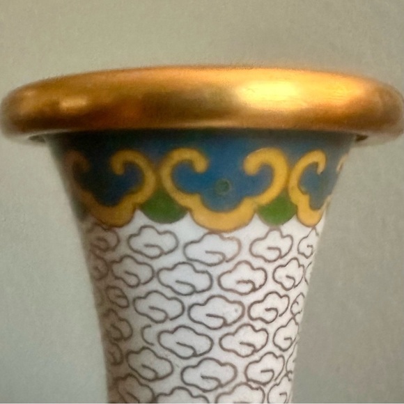 VTG Japanese Handmade Cloisonné Vase Floral Design - Picture 9 of 10